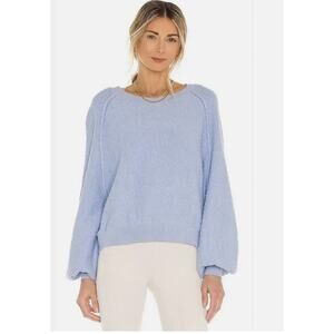 Free People Women M Blue Found My Friend Relaxed Fit Comfort Sweatshirt Pullover
